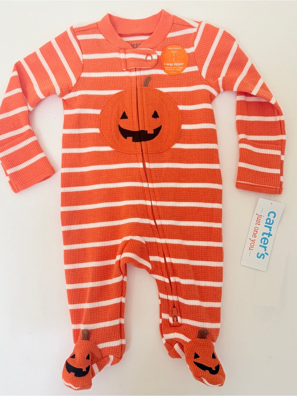 Carter's Halloween Pumpkin Footed Sleeper Newborn NWT
